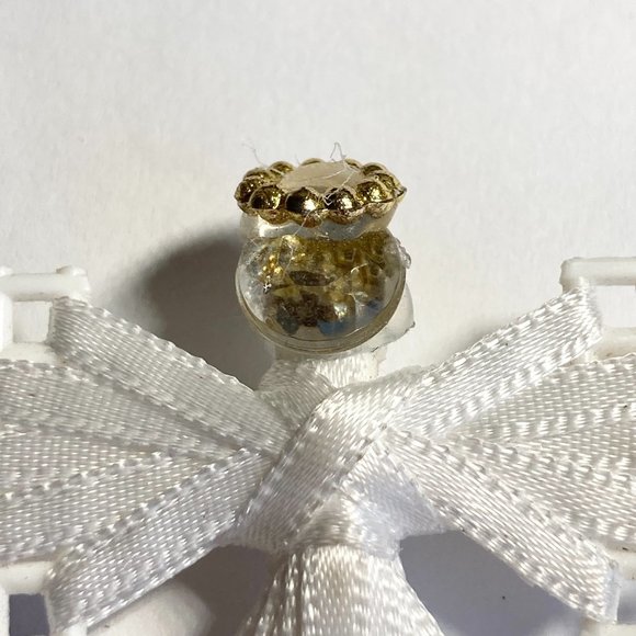 Vintage Christmas Angel Pin Brooch White Ribbon Handmade Halo Wings - Picture 5 of 9